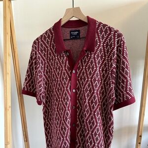 Abercrombie Patterned Sweater Polo (Medium) [Red]